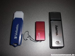 verschiedene Abmessungen USB-Sticks