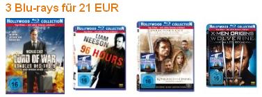 3 Bluray Filme für 21 €