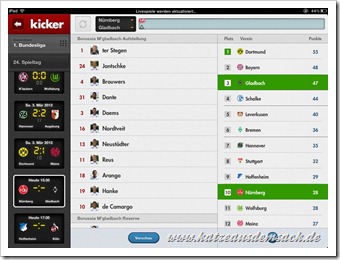 kicker-App speziell fürs iPad - Fußball und Sport unterwegs