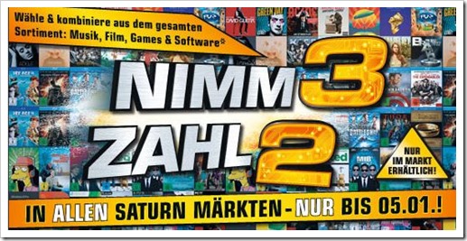 Saturn Nimm 3 zahl 2 Aktion