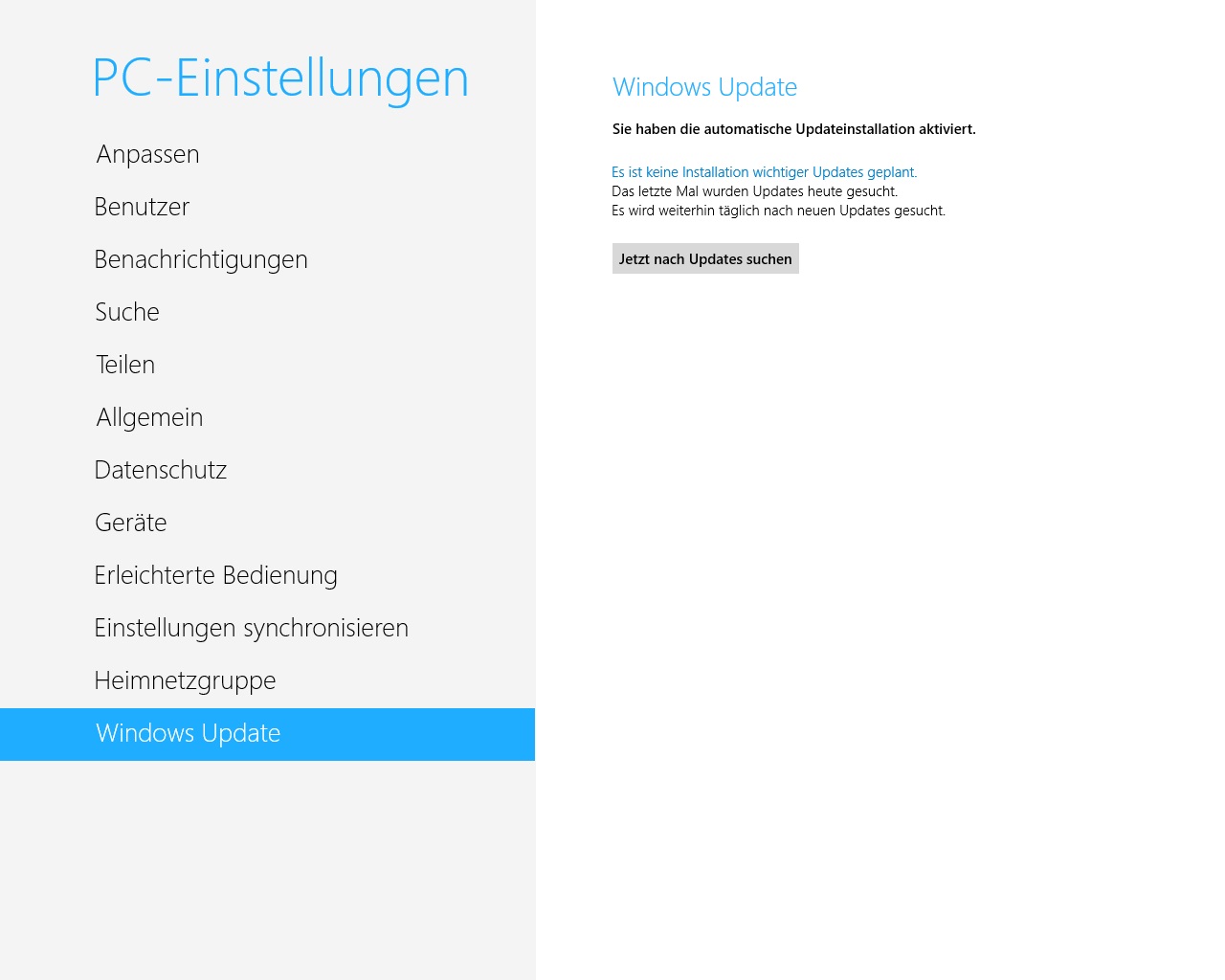 Erst Windows 8 aktualisieren - dann wird das Update auf 8.1 angezeigt