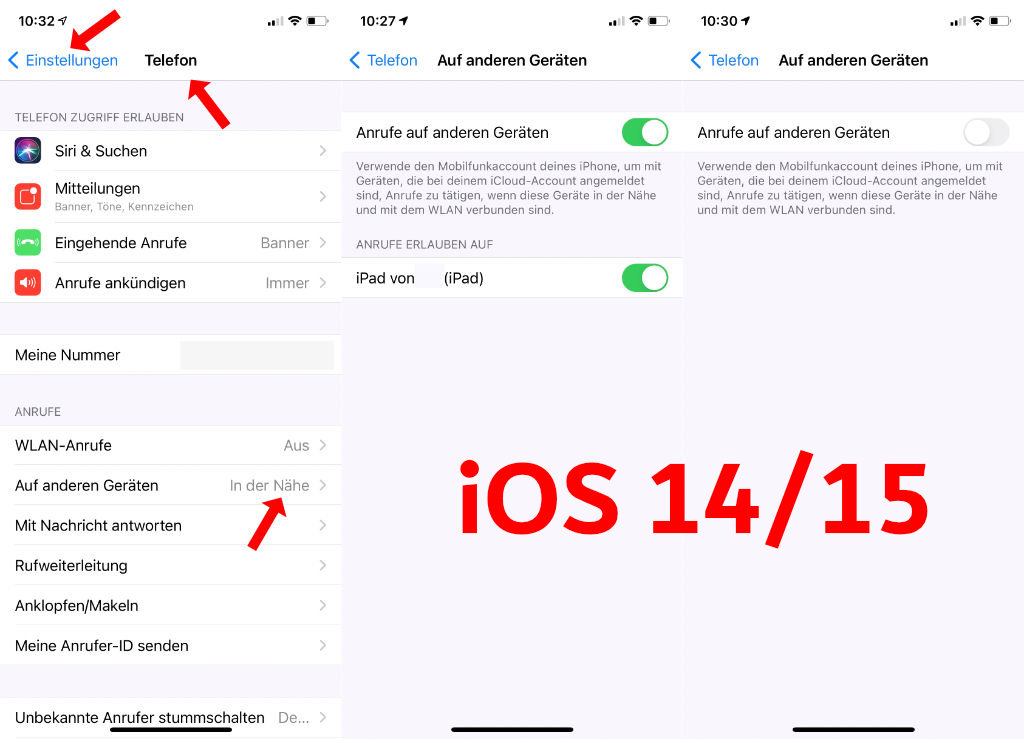 iOS 14/15 - Anrufe klingeln auf mehreren Geräten