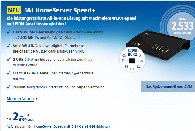 FRITZ!Box 7590 bei 1&1 - HomeServer Speed+