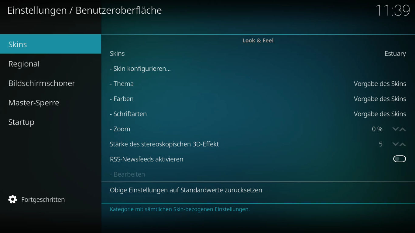 Kodi XBMC auf der Xbox One - deutsche Oberfläche / Einstellungen
