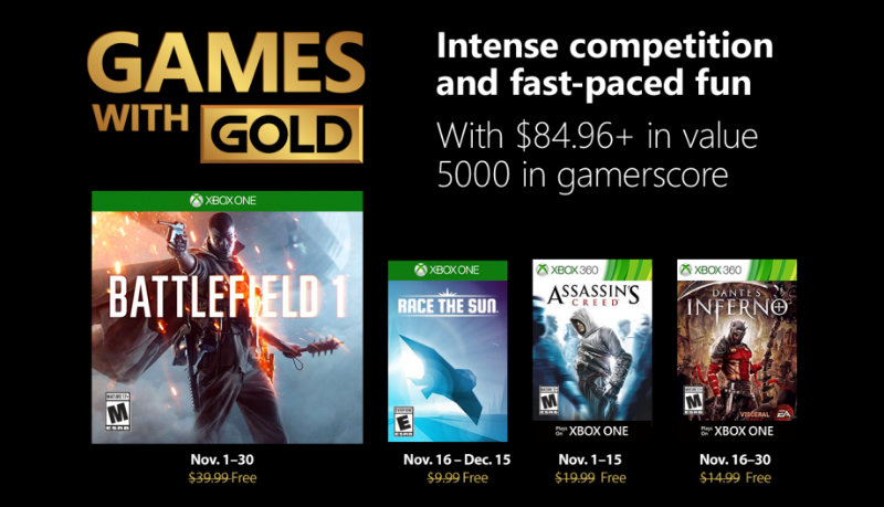 Xbox Live - Games with Gold November 2018