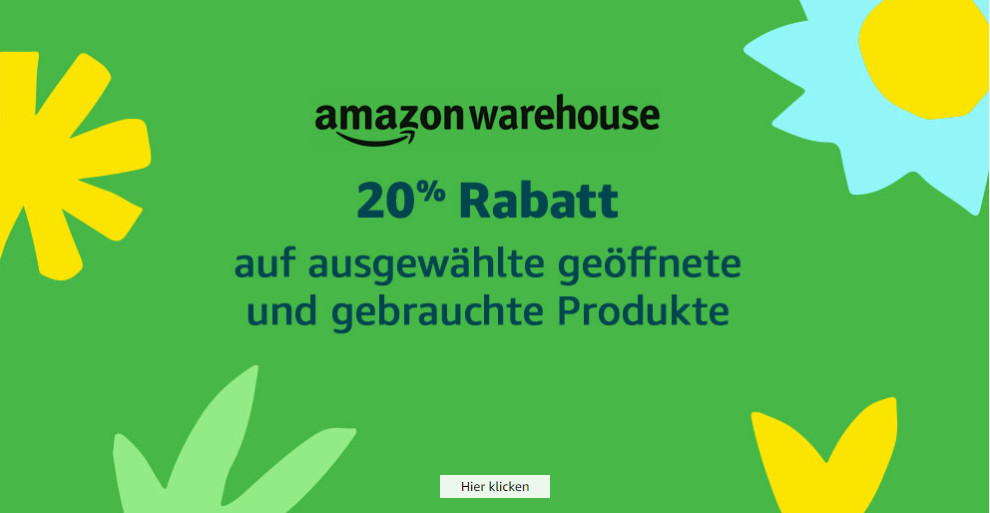 20% Rabatt zusätzlich auf die Warehouse Deals von Amazon