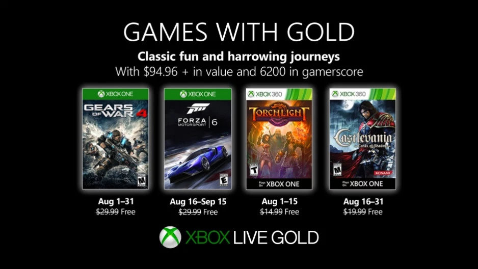 Monatlich kostenlose Spiele mit Xbox Live Gold und Xbox Game Pass Ultimate - August 2019