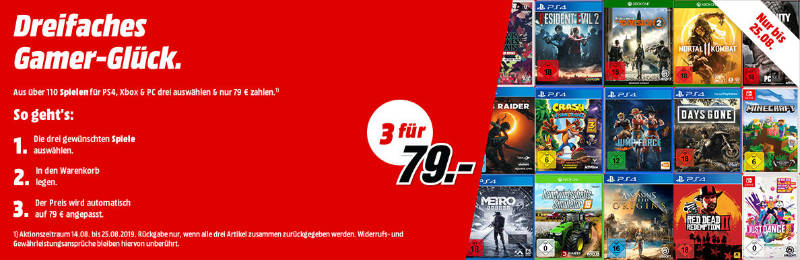 3 Spiele für 79 Euro - Playstation 4, Xbox One, PC