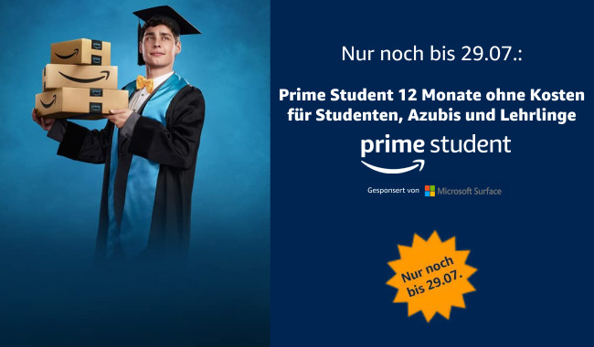 Amazon Prime Student - letztmalig 12 Monate viele Amazon Prime-Vorteile kostenlos sichern