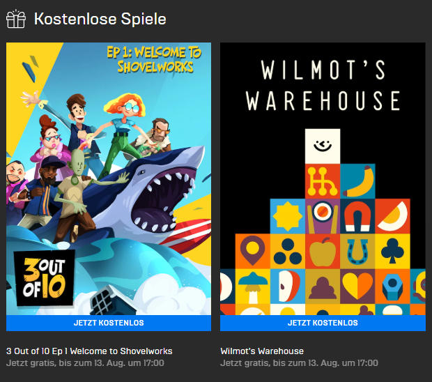  3 out of 10, EP 1: Welcome To Shovelworks (Win) und Wilmot's Warehouse (Win/Mac) gratis