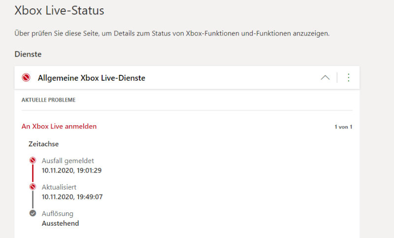 Xbox Live Status - geht nicht, Probleme, Anmeldeprobleme, Abbrüche, Multiplayer, Party