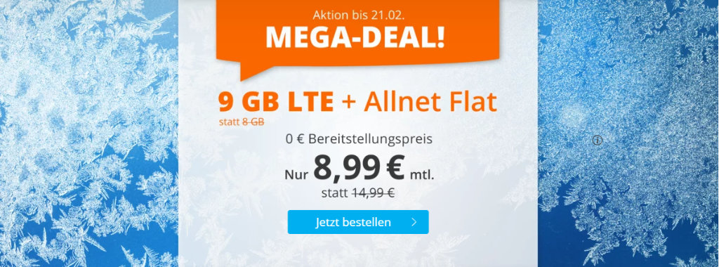 Sim.de - günstige Allnet-Flat mit Telefonie, SMS, 9 GB Datenvolumen LTE inkl. EU Roaming