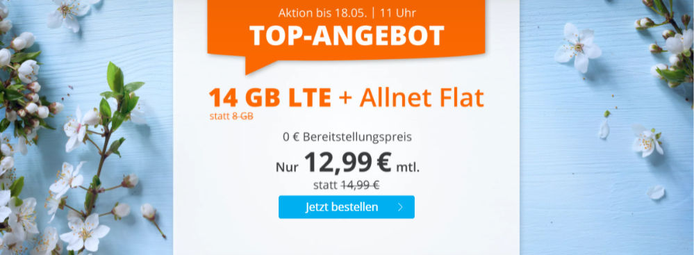 Sim.de - günstige Allnet-Flat mit Telefonie, SMS, 14 GB Datenvolumen LTE inkl. EU Roaming