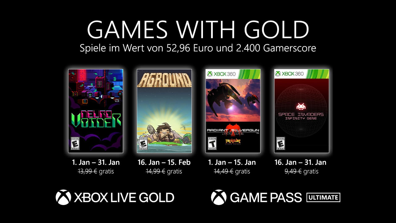 Monatlich kostenlose Spiele mit Xbox Live Gold und Xbox Game Pass Ultimate - Januar 2022