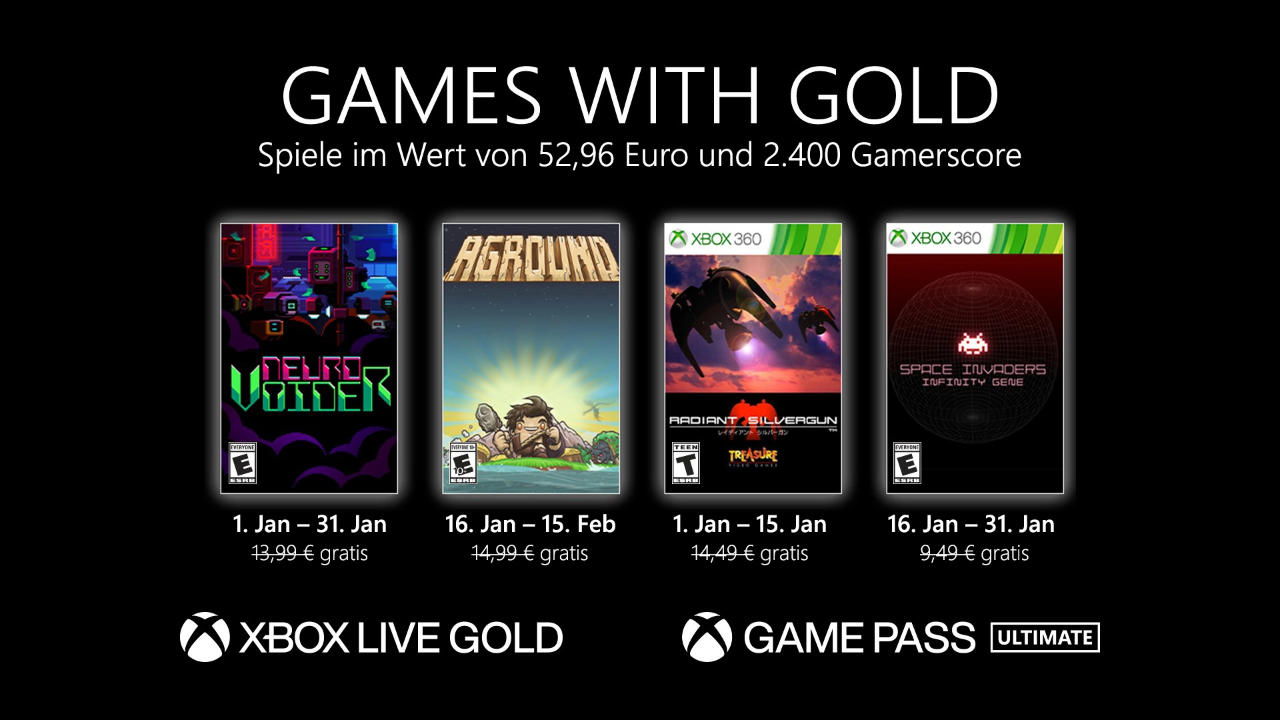 Monatlich kostenlose Spiele mit Xbox Live Gold und Xbox Game Pass Ultimate - Januar 2022