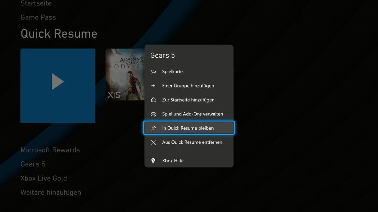 Xbox Series X|S - Quick Resume - mitten im Spiel beenden und wieder einsteigen - jetzt Spiele festlegen
