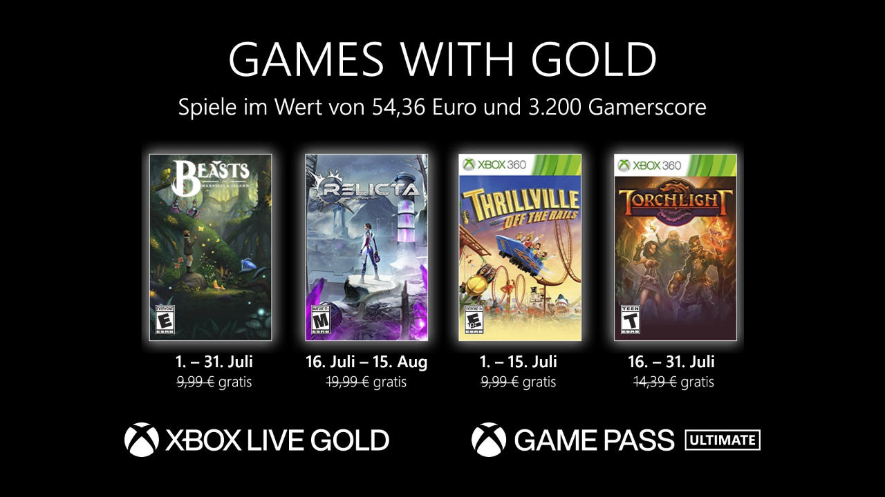 Games with Gold Xbox Juli 2022 - Neue Spiele mit Game Pass Ultimate und Xbox Live Gold