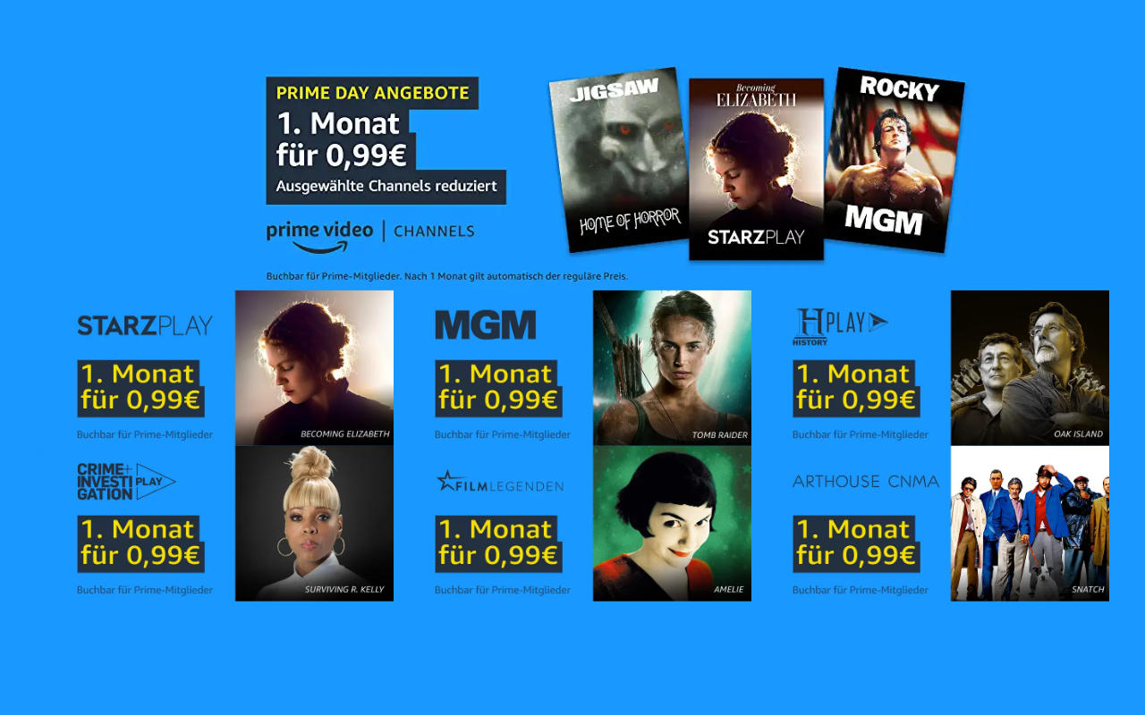 Prime Video Channels günstiger - viele für 99 Cent im ersten Monat - Prime Day Aktion