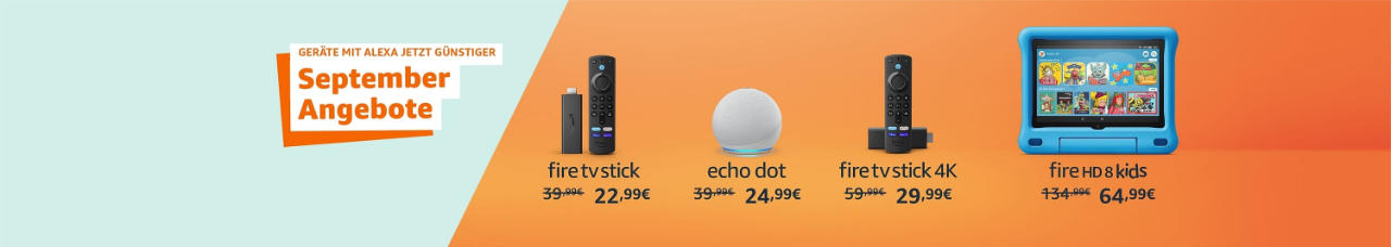 Geräte mit und für Alexa günstiger bei amazon.de - September-Angebote 2022