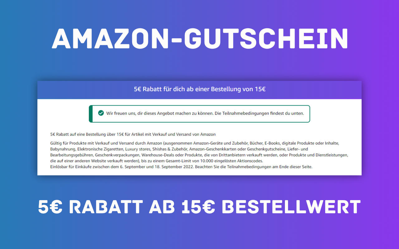 5 Euro Amazon-Gutschein September 2022