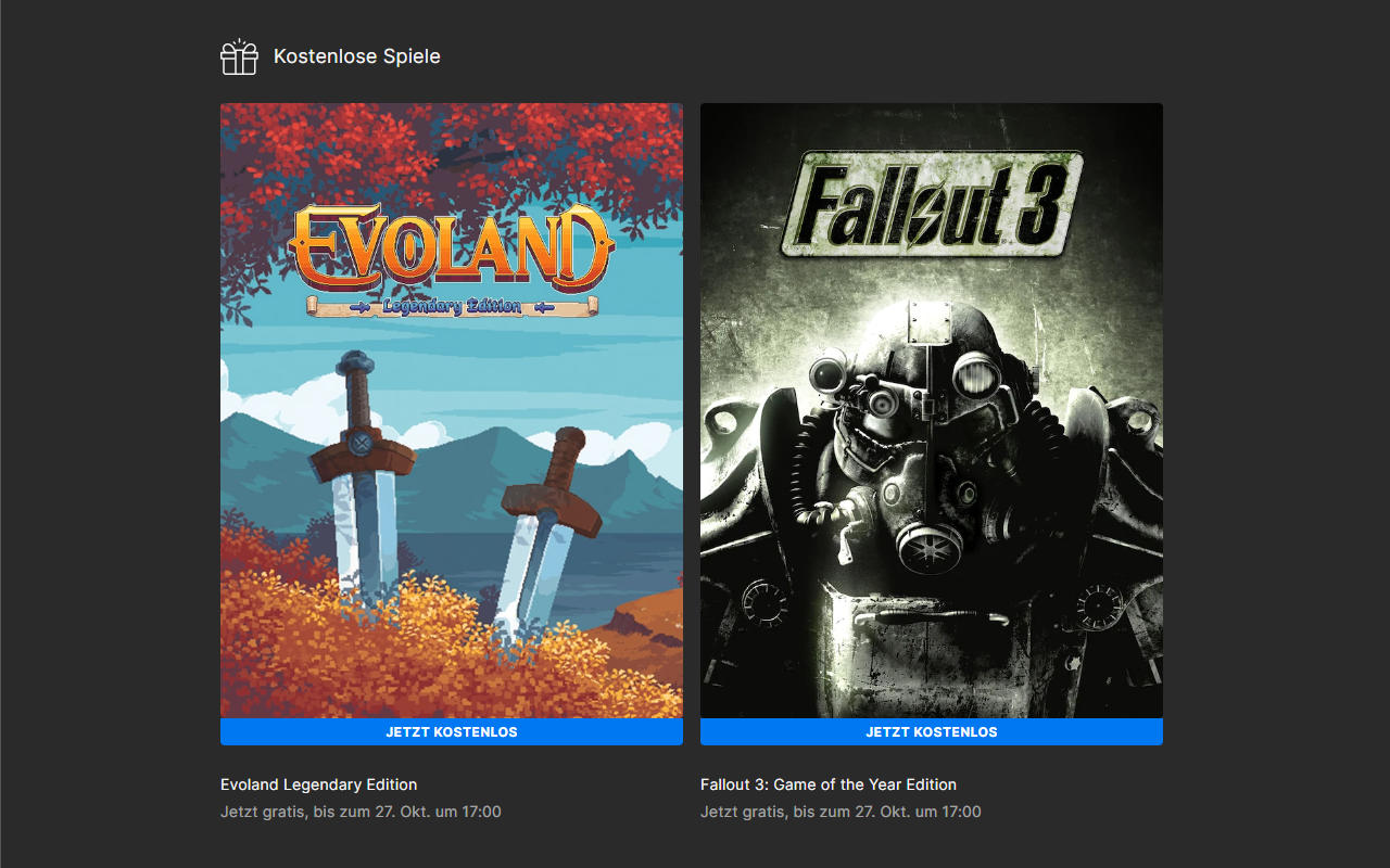 Evoland Legendary Edition und Fallout 3: Game of the Year Edition kostenlos - PC-Spiele Vollversionen gratis