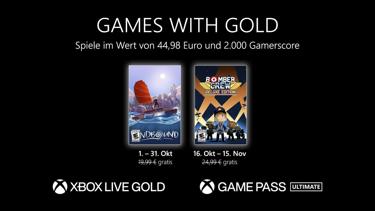 Games with Gold Xbox Oktober 2022 - Neue Spiele mit Game Pass Ultimate und Xbox Live Gold