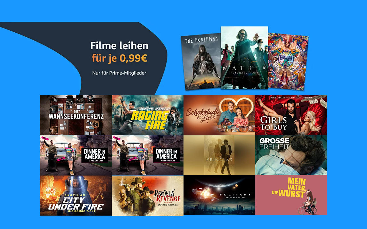Filme für je 99 Cent ausleihen - Oktober 2022 bei amazon.de - Heimkino Schnäppchen