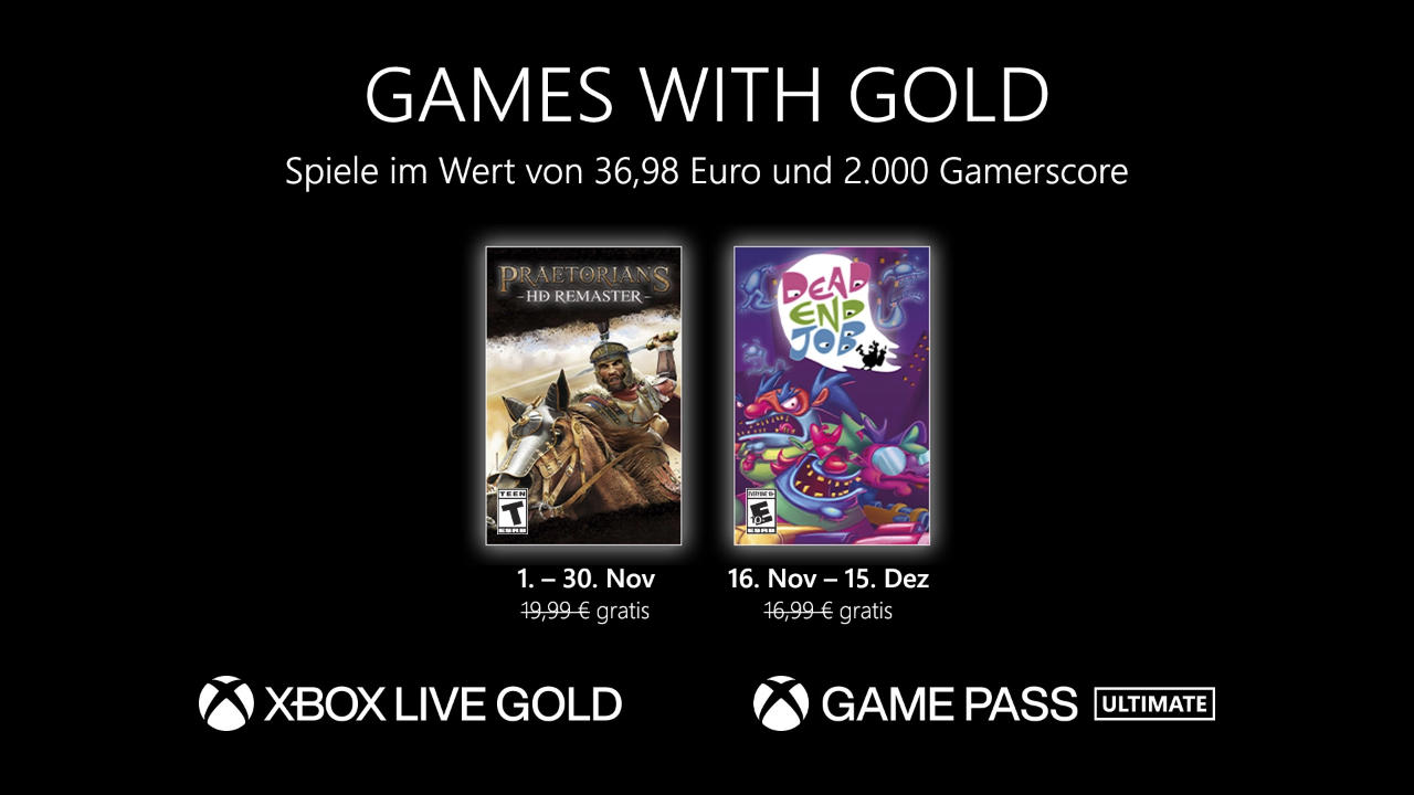 Games with Gold Xbox November 2022 - Neue Spiele mit Game Pass Ultimate und Xbox Live Gold