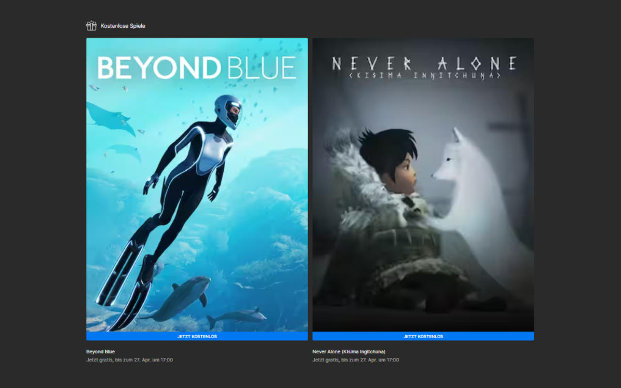 Beyond Blue und Never Alone (Kisima Ingitchuna) gratis PC-Spiele - Spiele-Vollversionen kostenlos (Windows)
