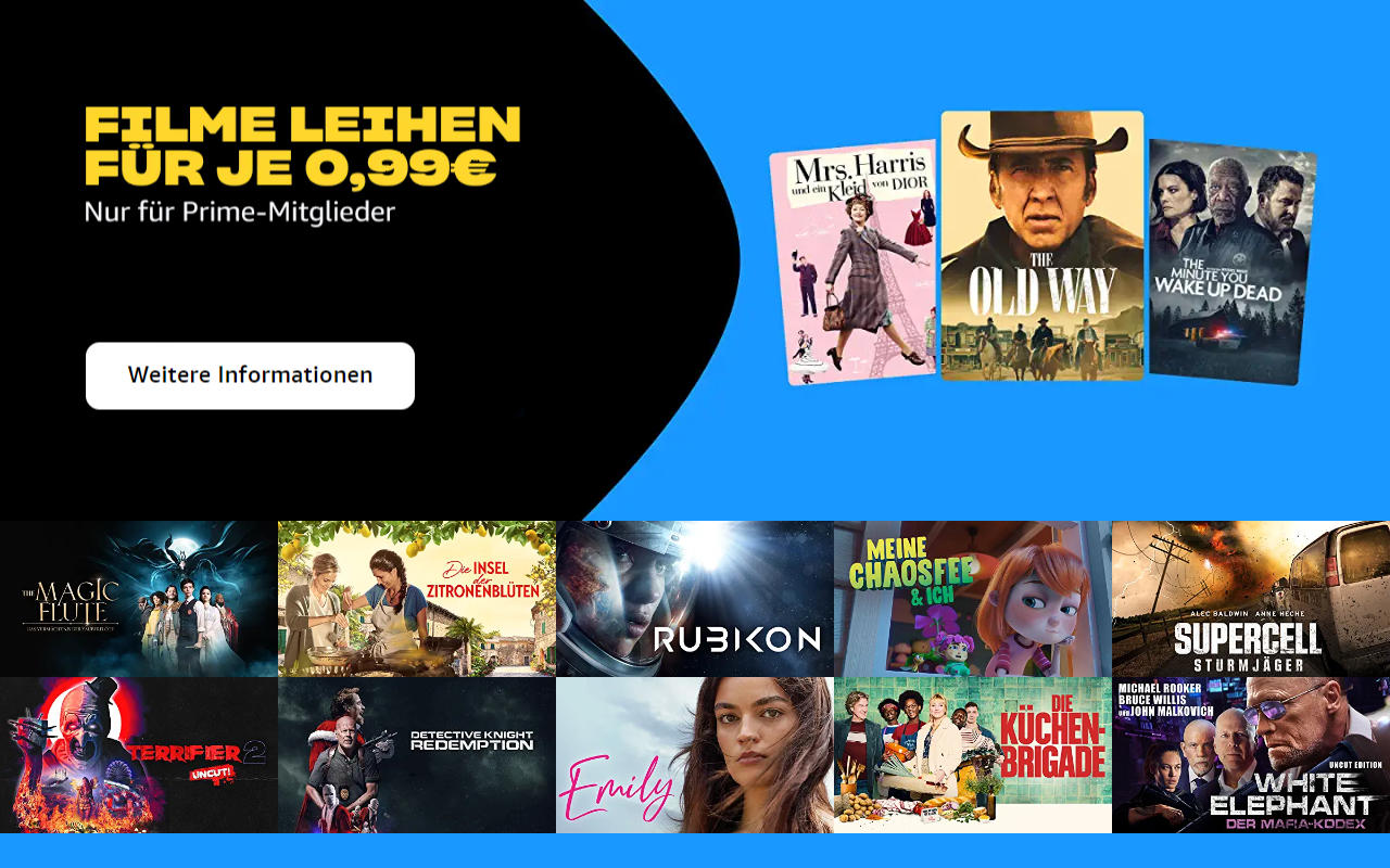 Filme für je 99 Cent ausleihen - Mai 2023 bei amazon.de - Heimkino Schnäppchen
