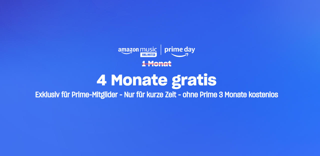Amazon Music Unlimited (HD) bis zu 4 Monate gratis zum Prime Day 2023