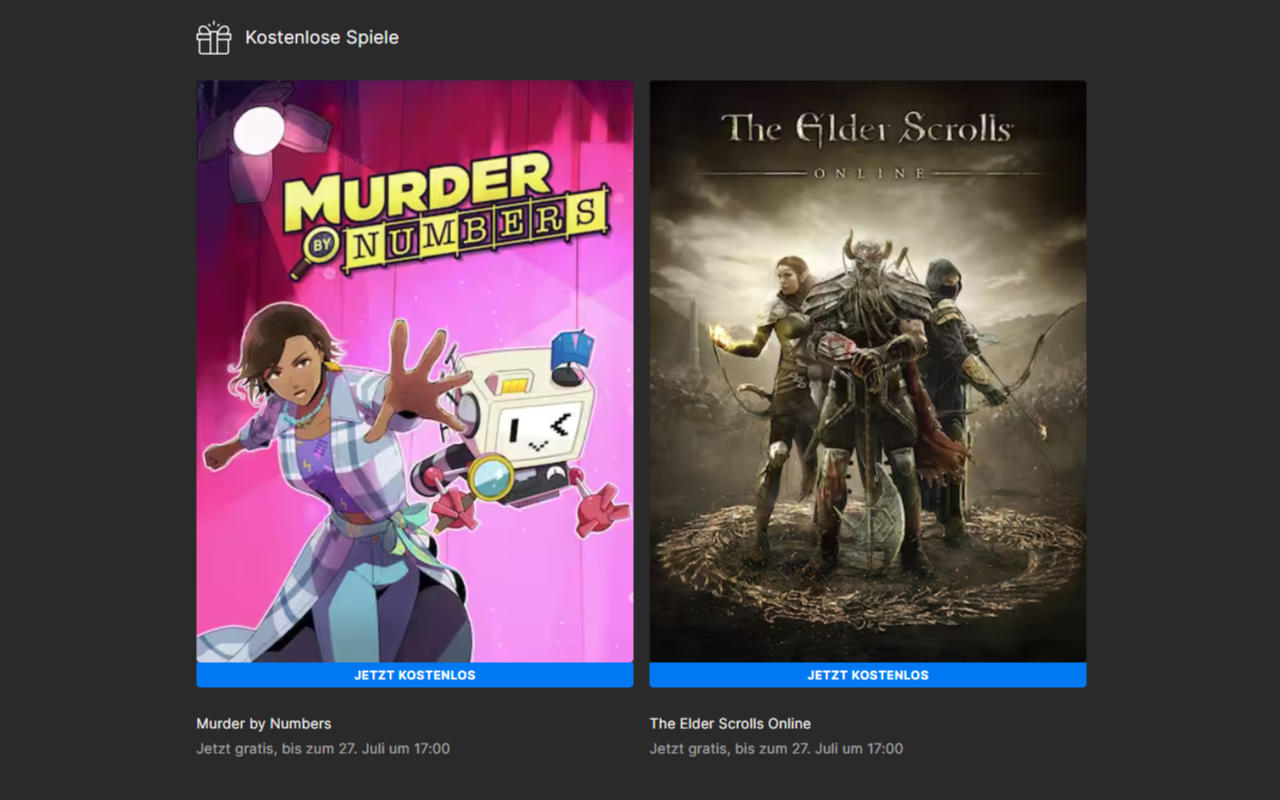 The Elder Scrolls Online (Windows/MacOS) und Murder by Numbers (Windows) gratis PC-Spiele - Spiele-Vollversionen kostenlos 