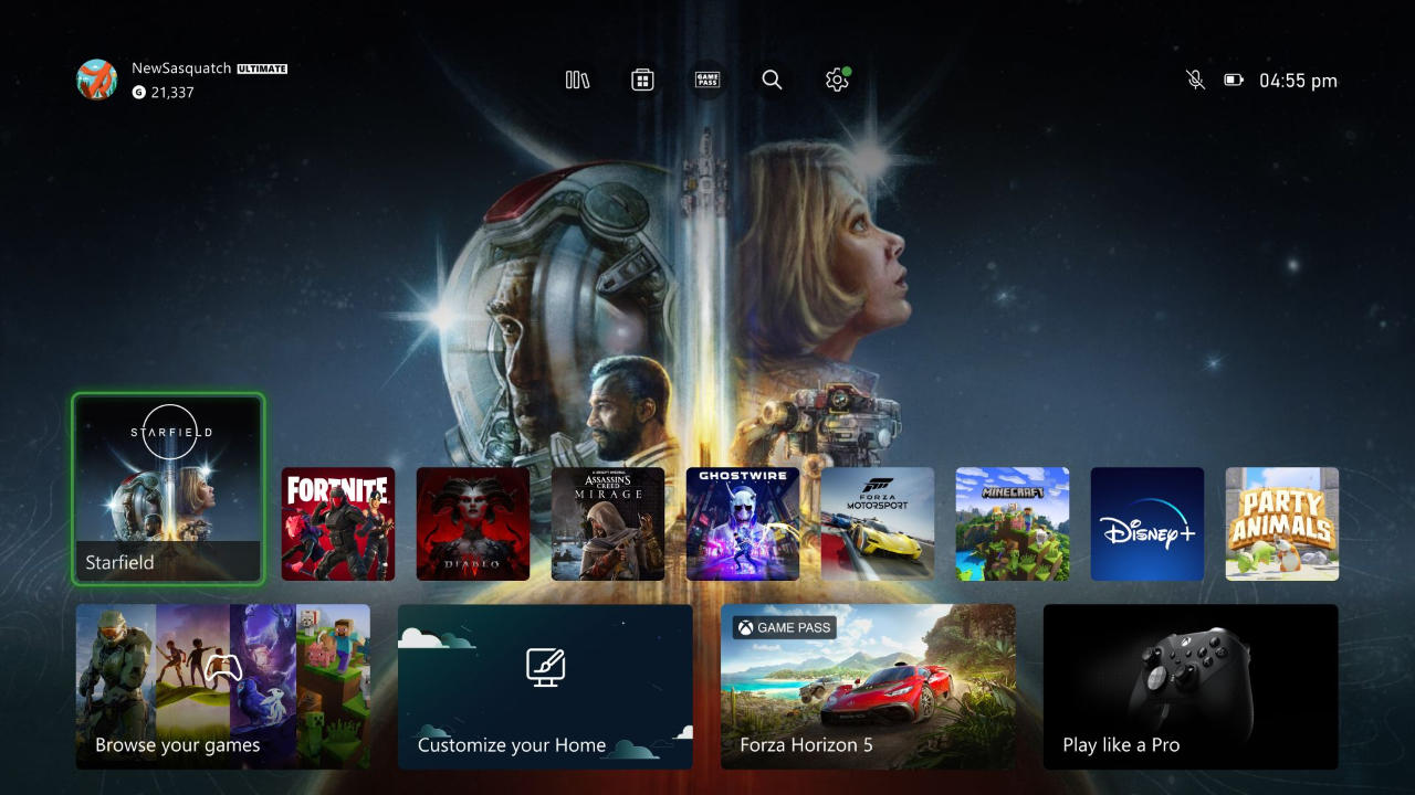 Xbox neues Design der Startseite - Dashboard -Benutzeroberfäche