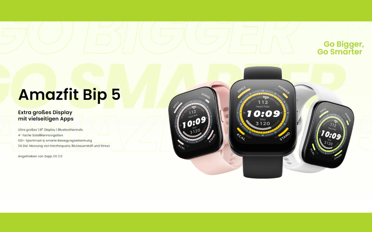 Amazfit Bip 5 - Neuheit jetzt verfügbar - günstige Smartwatch mit großem Display