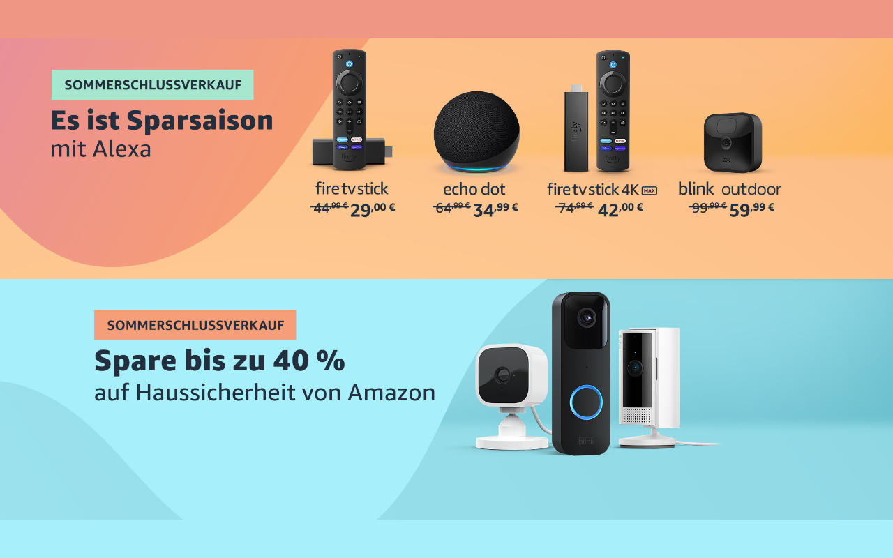 Geräte mit und für Alexa günstiger bei amazon.de - Sommerschlussverkauf - August 2023