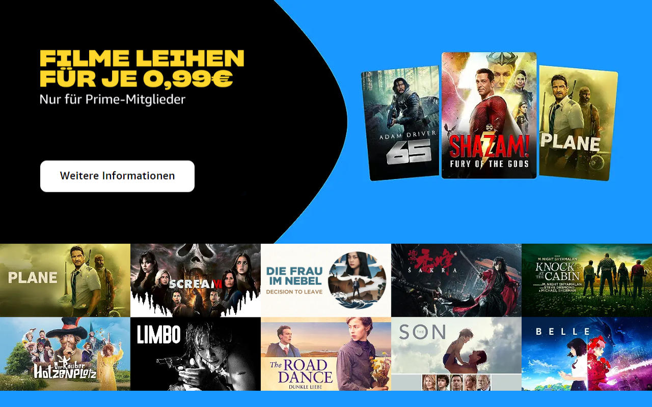 Filme für je 99 Cent ausleihen - August 2023 bei amazon.de - Heimkino Schnäppchen