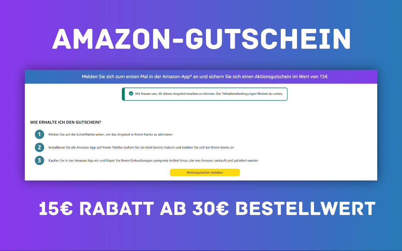 15 Euro Amazon Aktionsgutschein - Neunutzer - November 2023