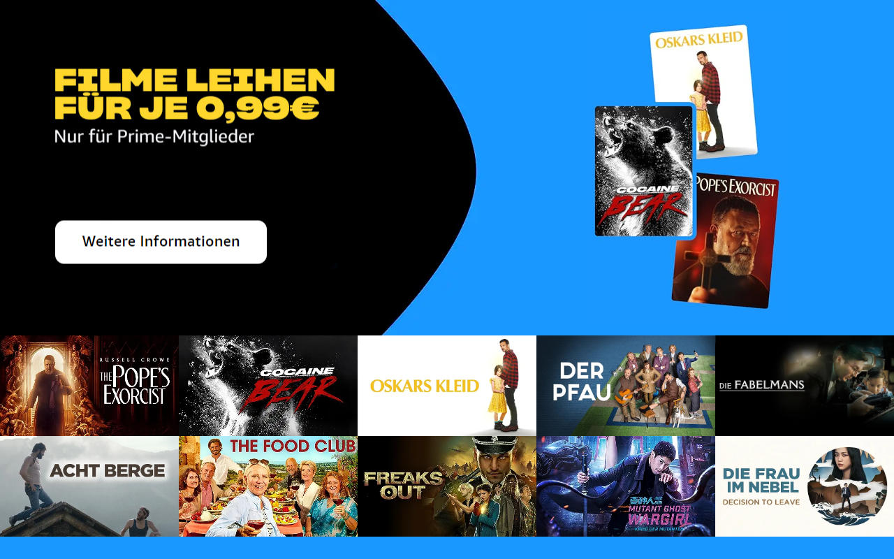Filme für je 99 Cent ausleihen - September 2023 bei amazon.de - Heimkino Schnäppchen