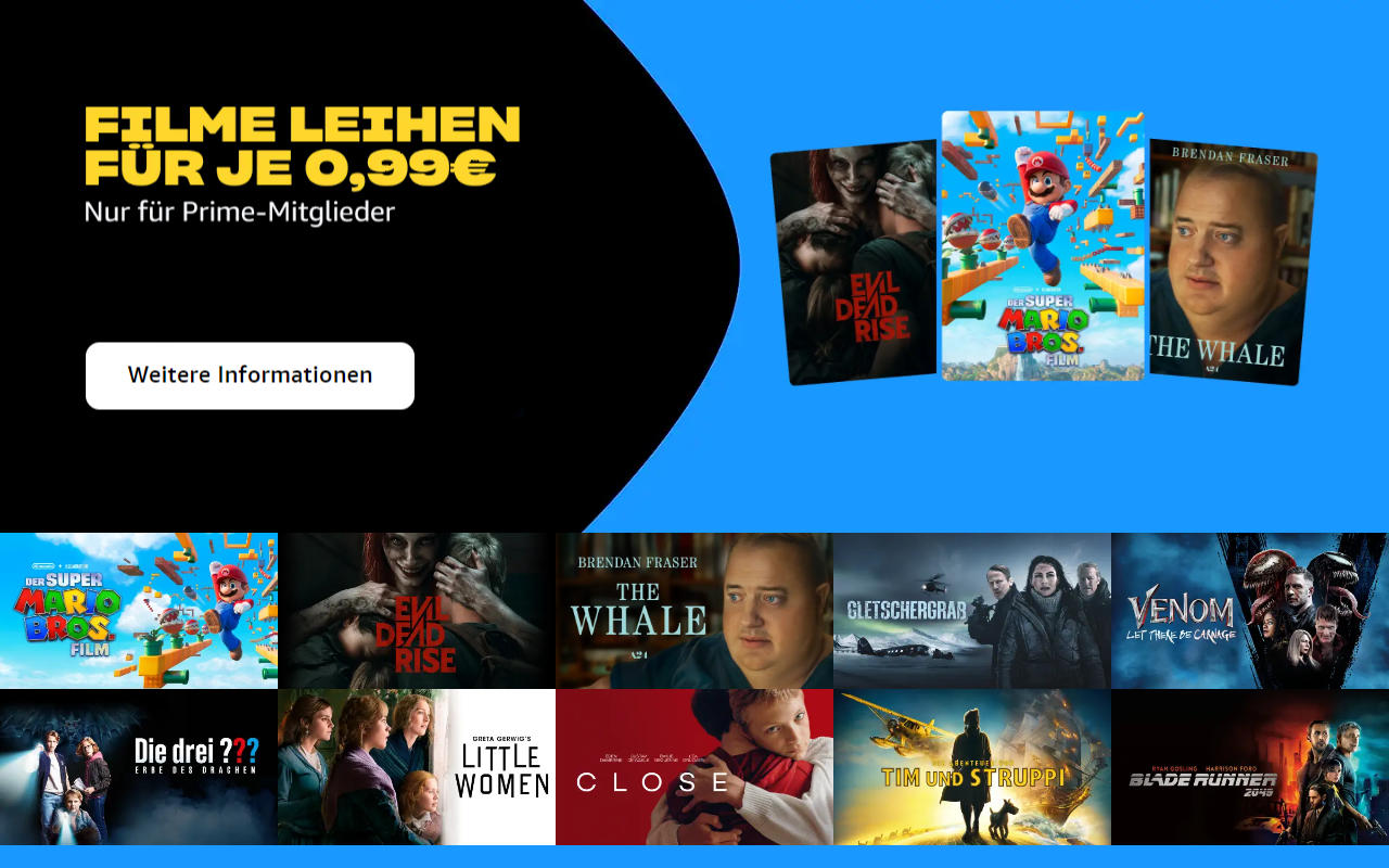Filme für je 99 Cent ausleihen - Oktober 2023 bei amazon.de - Heimkino Schnäppchen