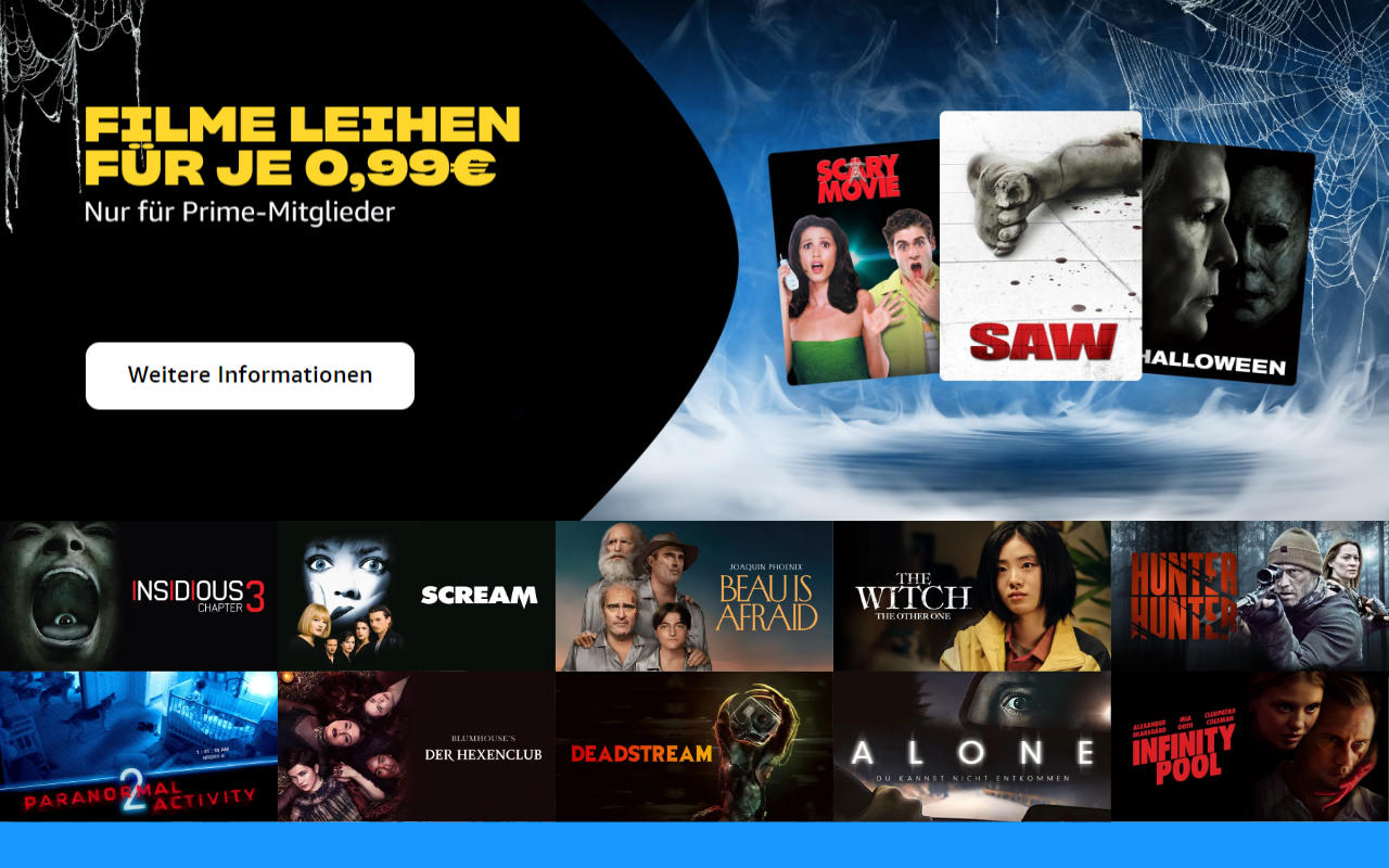 Filme für je 99 Cent ausleihen - Halloween 2023 bei amazon.de - Heimkino Schnäppchen