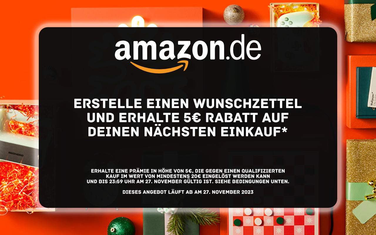 Wunschzettel bei Amazon erstellen und 5 Euro Aktionsguthaben/Gutschein erhalten