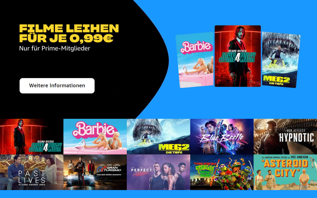 Filme für je 99 Cent ausleihen - Januar 2024 bei amazon.de - Heimkino Schnäppchen