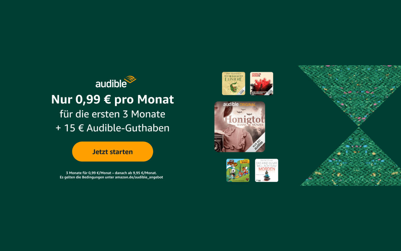 Audible Abo kostenlos 3 Monate für je 99 Cent + 15 Euro Guthaben - Black Friday Woche 2024 - bis 09. Dezember